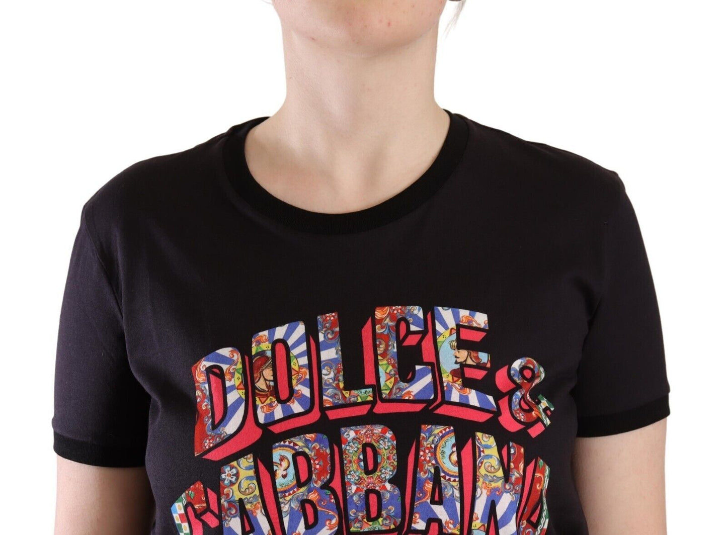 Dolce &amp; Gabbana - T-shirt noir à logo ras du cou