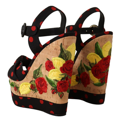 Talons plateforme en soie mélangée multicolore Dolce &amp; gabbana