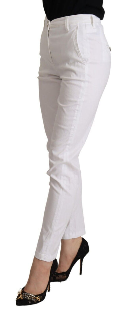 Jacob Cohen - Pantalon court skinny blanc taille moyenne