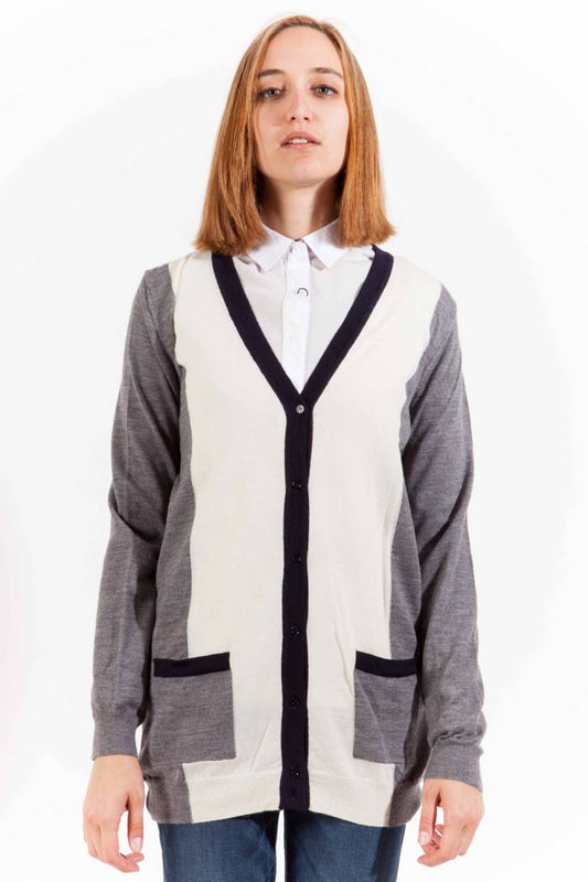 Gant cardigan manches longues en laine gris