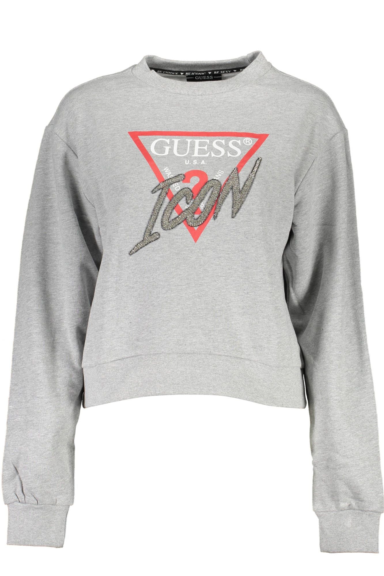 Guess Jeans - Sweat-shirt gris orné de strass