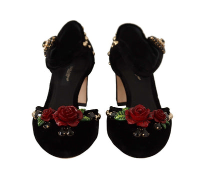 Dolce &amp; gabbana sandales à talons roses en cristal noir