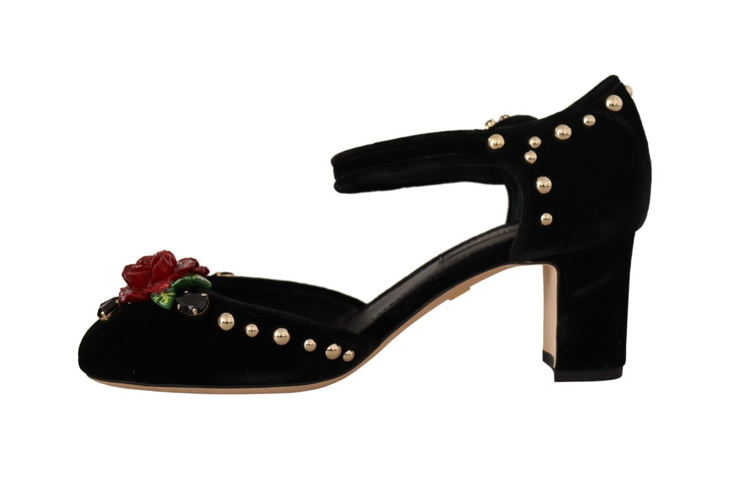 Dolce &amp; gabbana sandales à talons roses en cristal noir