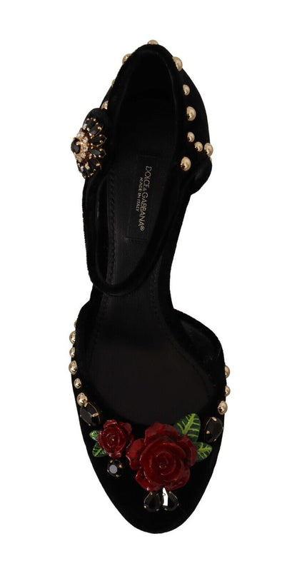 Dolce &amp; gabbana sandales à talons roses en cristal noir