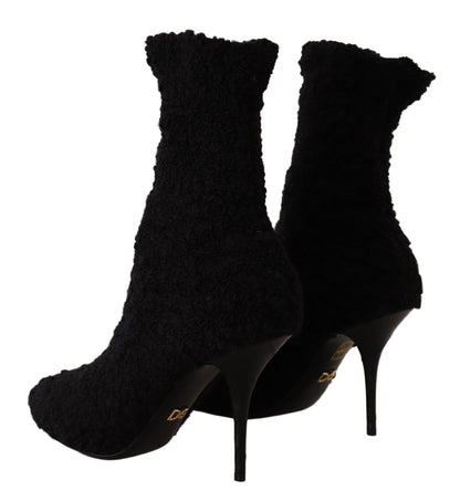 Bottes mi-mollet en viscose noires Dolce &amp; gabbana