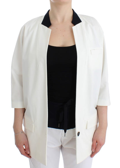 Blazer en coton mélangé blanc Andrea Pompilio