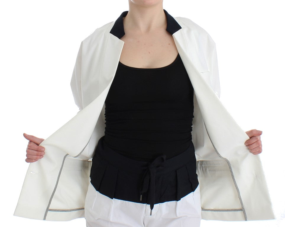 Blazer en coton mélangé blanc Andrea Pompilio