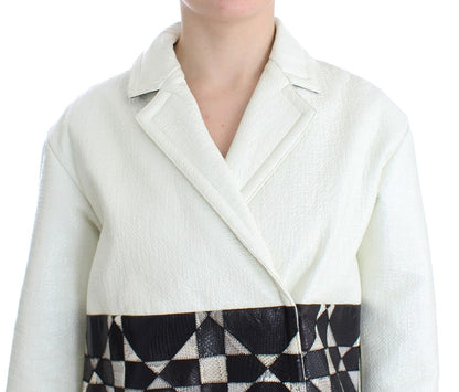 Veste en cuir noir et blanc exclusive Andrea Pompilio