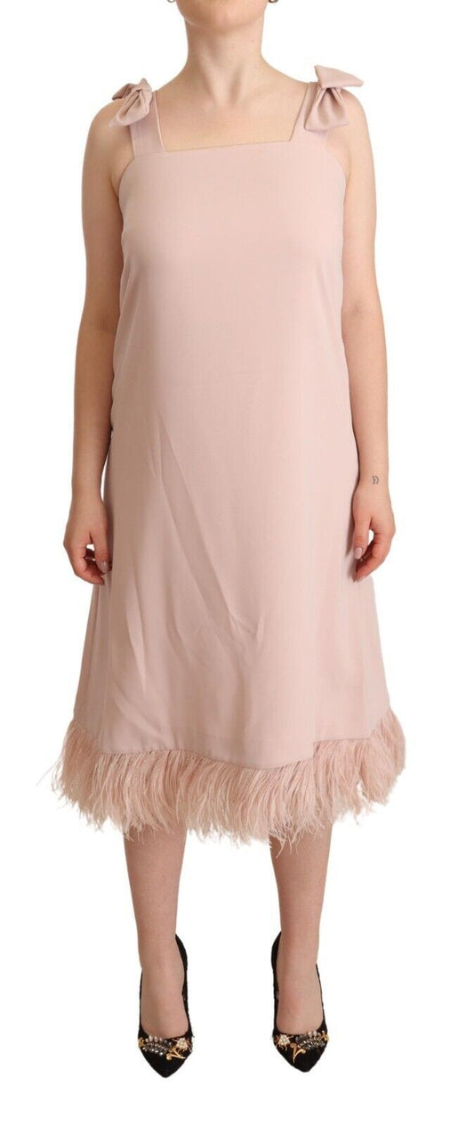 Robe midi sans manches Parosh avec bordure en plumes