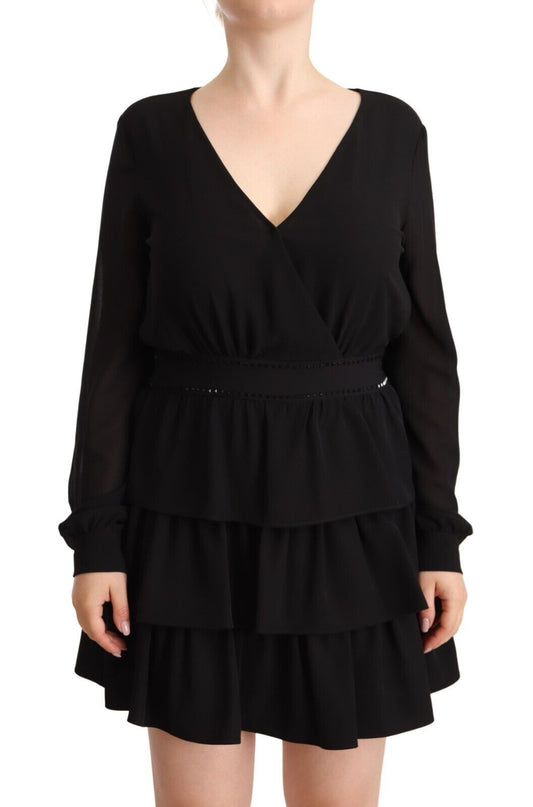 Liu jo mini-robe trapèze noire à manches longues