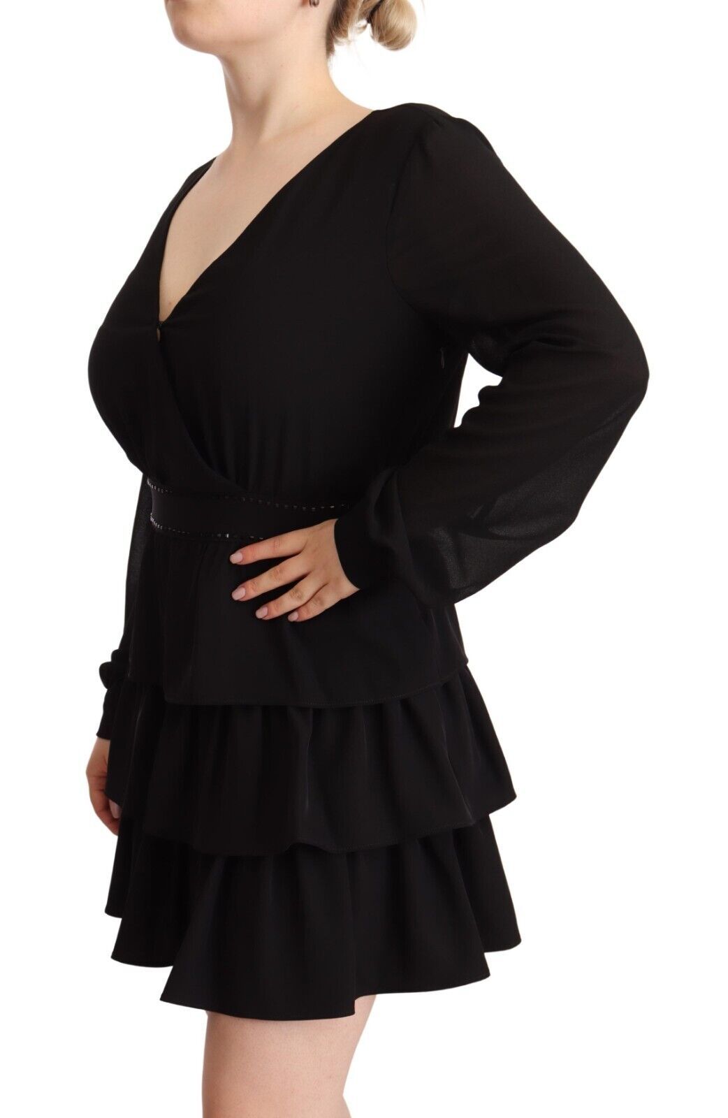 Liu jo mini-robe trapèze noire à manches longues