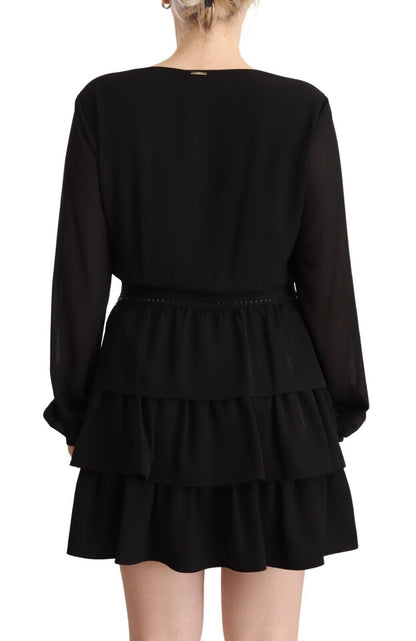 Liu Jo Elegant Black A-Line Mini Dress with Long Sleeves