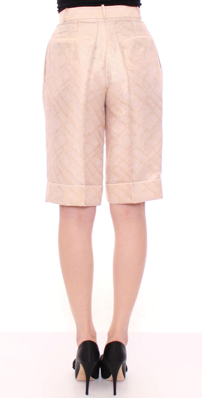 Short au-dessus du genou en brocart beige exclusif Zeyneptosun