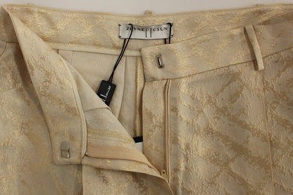 Short au-dessus du genou en brocart beige exclusif Zeyneptosun