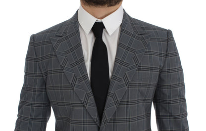 Dolce & Gabbana Blue Checkered Slim Fit Blazer Jacket