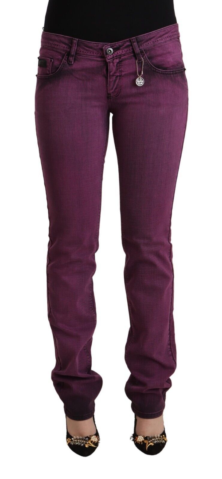 Costume national - Jean slim violet en denim