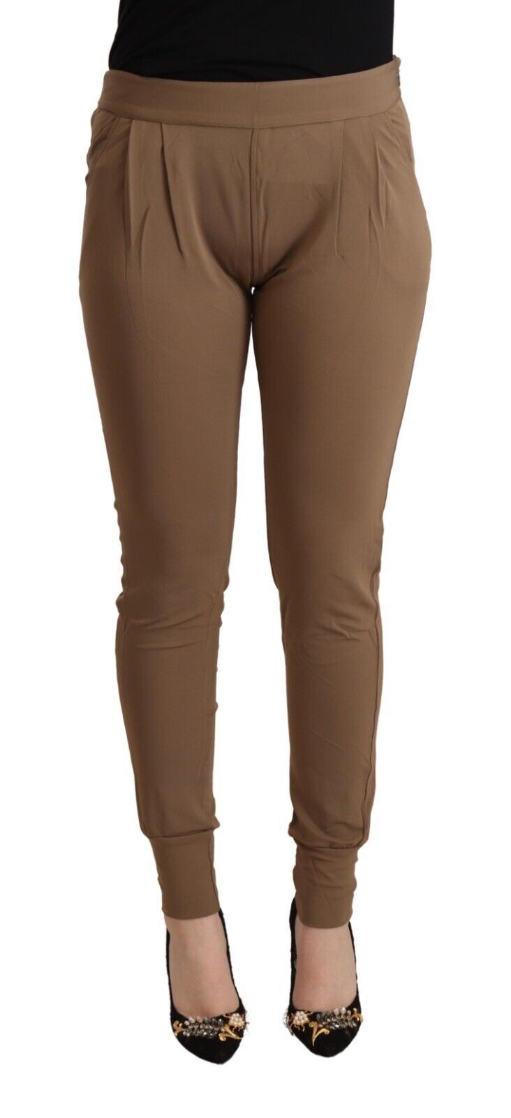 Pantalon fuselé taille moyenne Scervino street marron