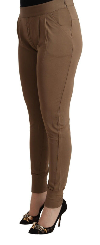 Pantalon fuselé taille moyenne Scervino street marron