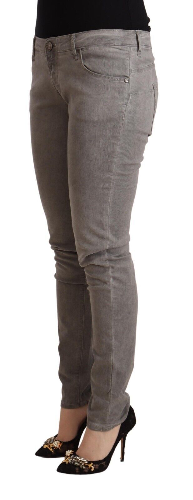 Jean skinny taille basse gris élégant Acht