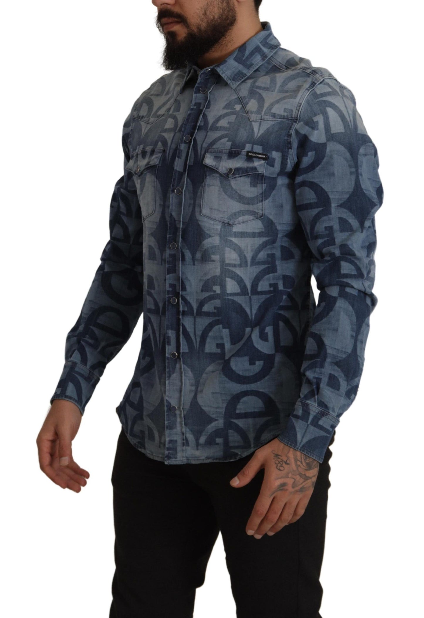 Chemise homme bleue décontractée coupe slim Dolce &amp; gabbana