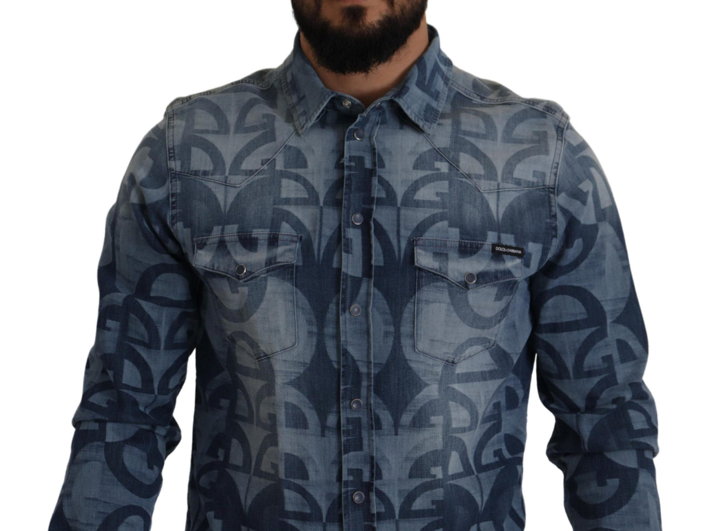 Chemise homme bleue décontractée coupe slim Dolce &amp; gabbana