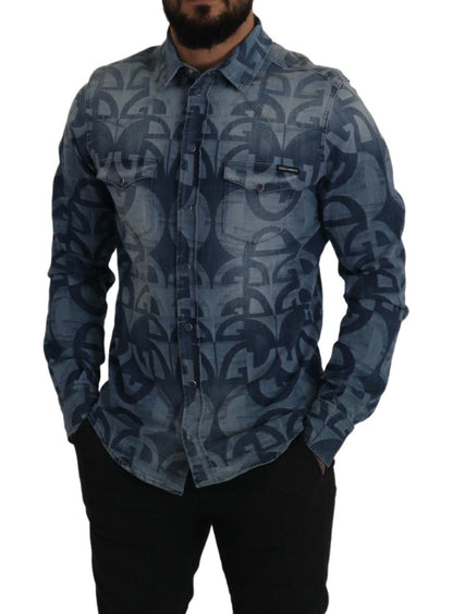 Chemise homme bleue décontractée coupe slim Dolce &amp; gabbana