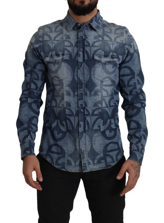 Chemise homme bleue décontractée coupe slim Dolce &amp; gabbana