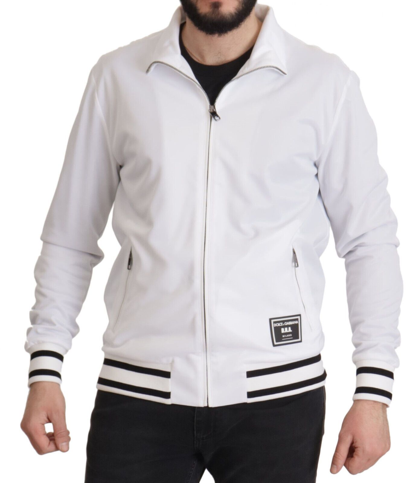 Dolce & Gabbana Sleek White Zip Sweater for Men