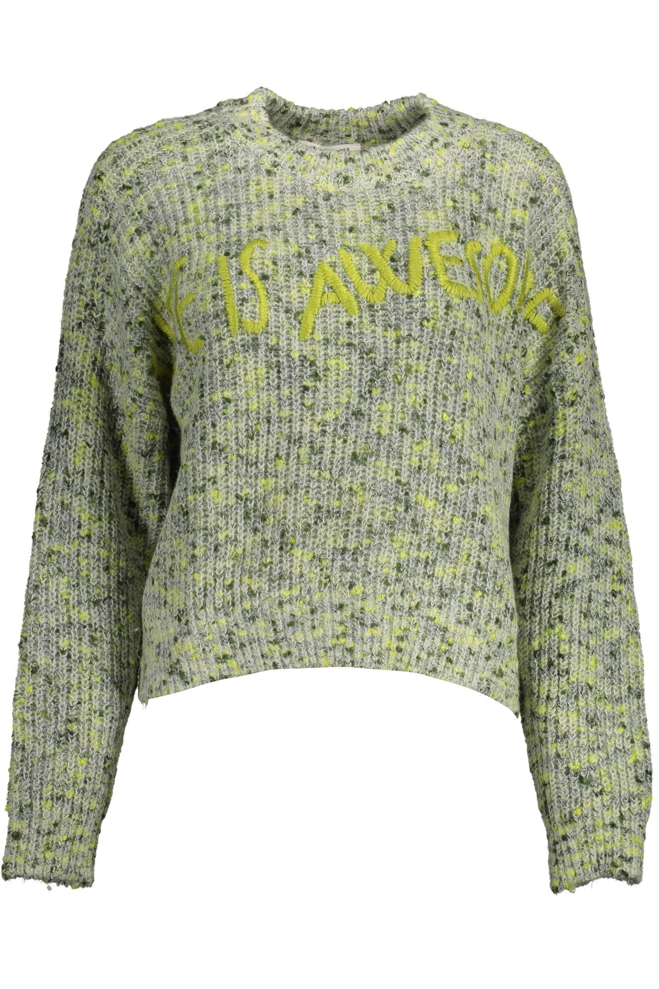 Pull Desigual brodé vert avec accents contrastés