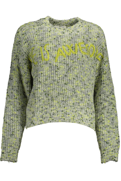 Pull Desigual brodé vert avec accents contrastés