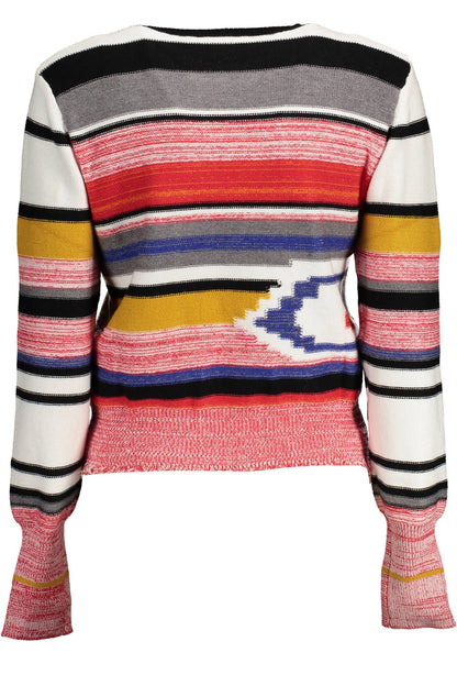 Pull col rond rose Desigual avec détail contrasté