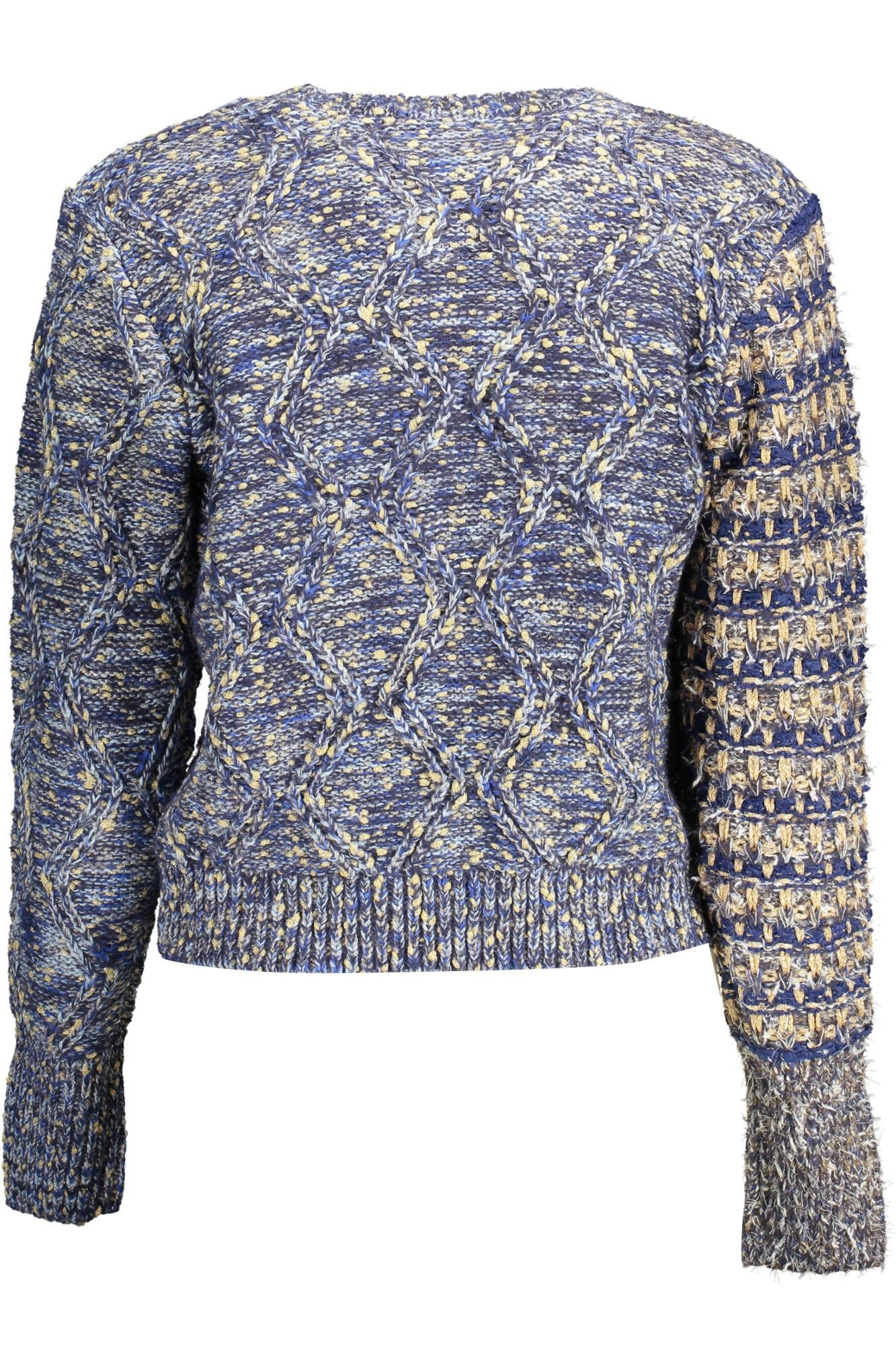 Desigual - Pull bleu éclectique avec détails contrastés