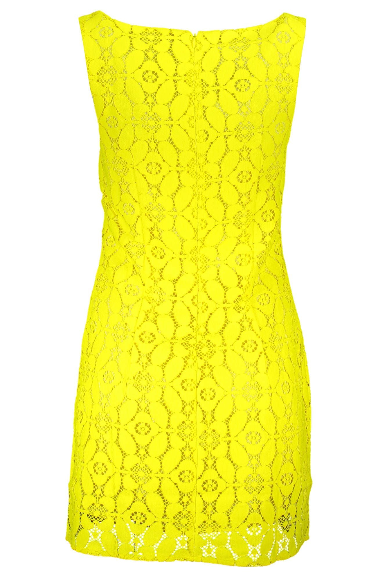 Desigual Chic Yellow Square Neck Sleeveless Dress