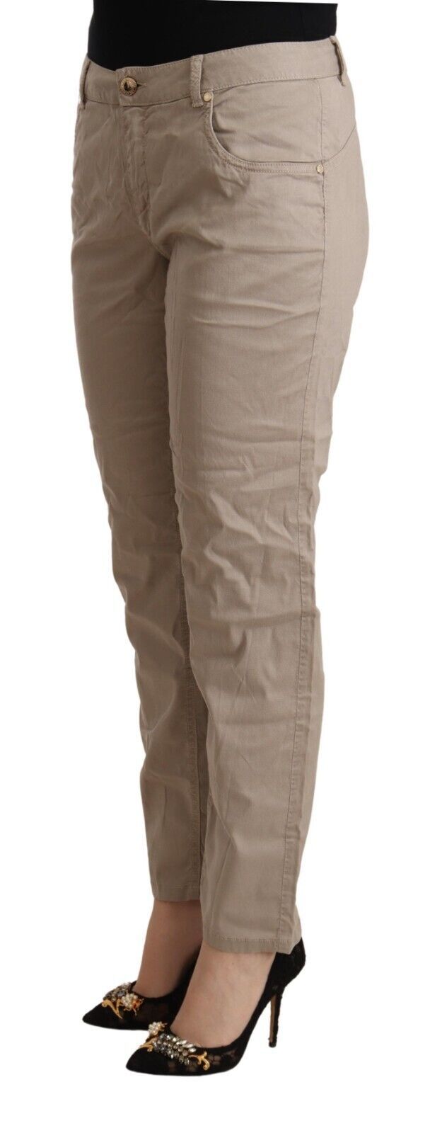 Pantalon fuselé taille moyenne beige Acht