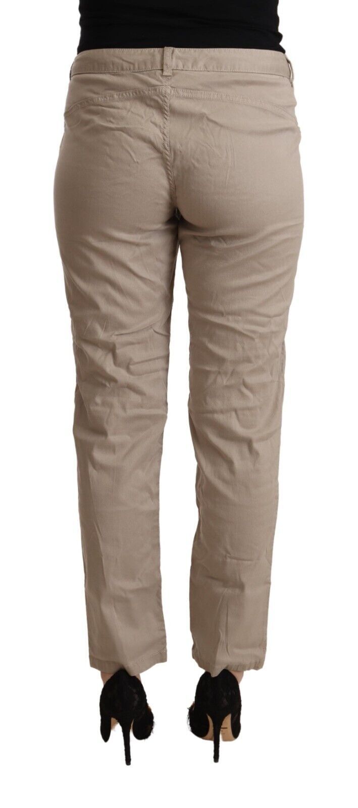 Pantalon fuselé taille moyenne beige Acht