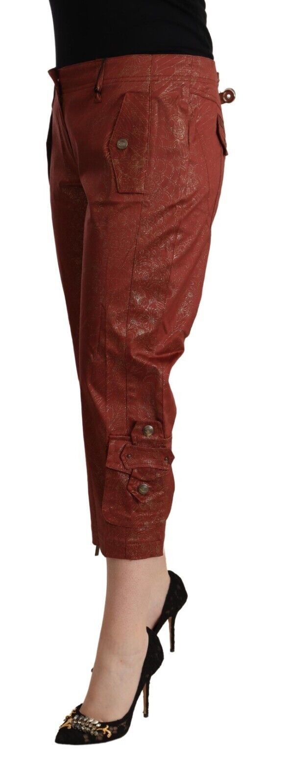 Pantalon court en coton marron Just Cavalli