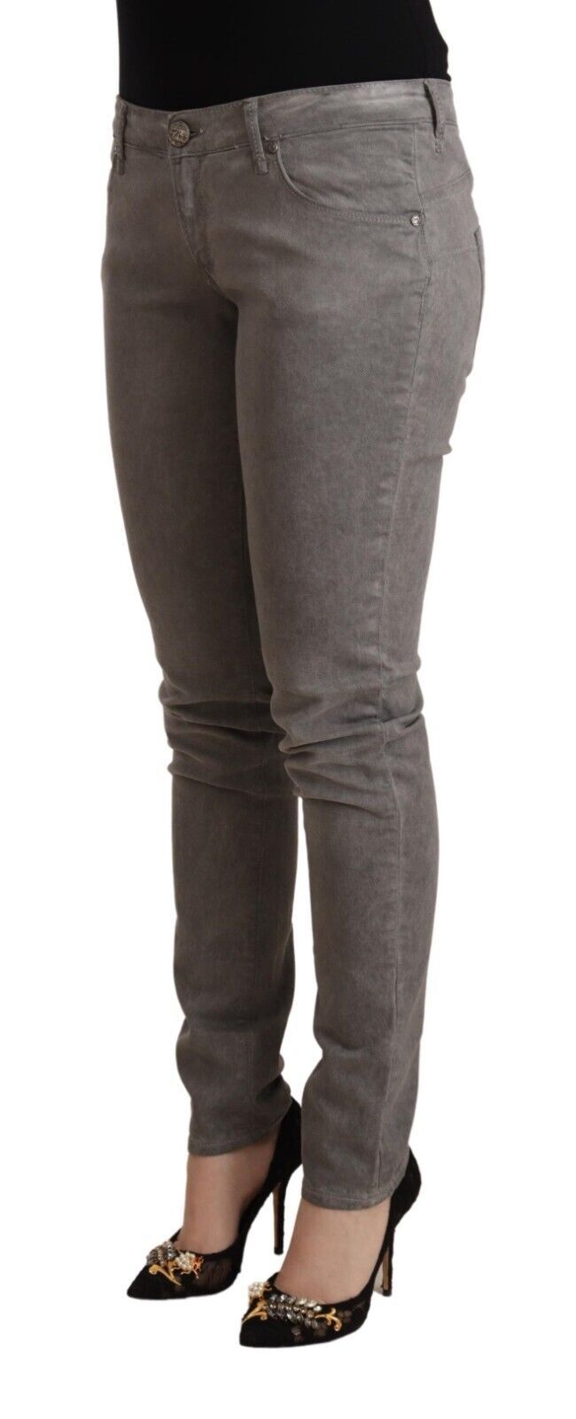 Jean skinny taille basse en coton gris Acht