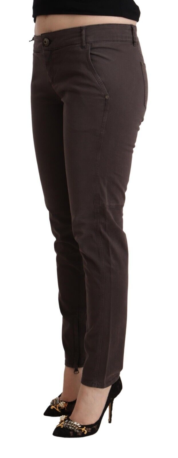 Ermanno scervino pantalon skinny taille basse marron