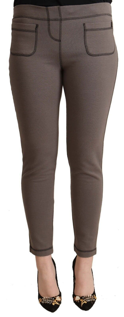 Pantalon skinny taille moyenne gris John Galliano pour un style sophistiqué