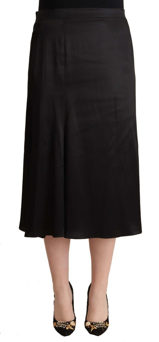 Blumarine Elegant High Waist Midi Black Skirt