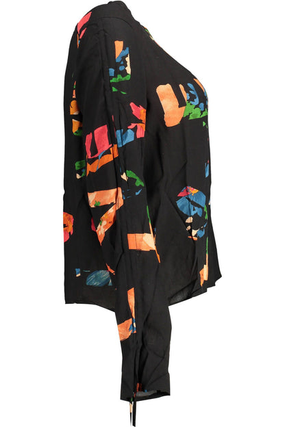 Desigual Elegant Black Gathered Sleeve Shirt