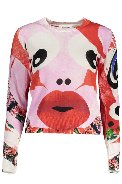 Desigual Chic Pink Contrasting Detail Sweater