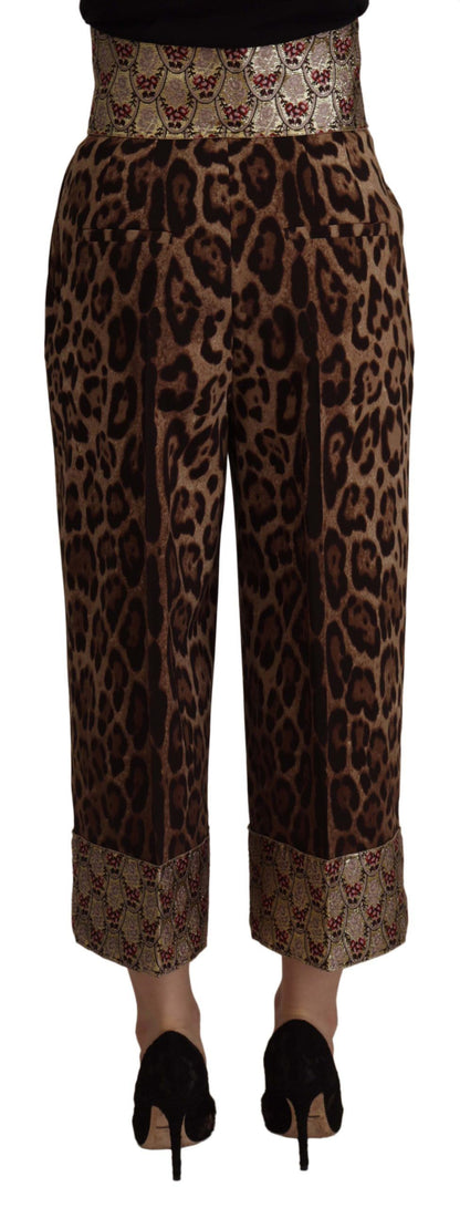 Dolce &amp; gabbana pantalon court taille haute en jacquard léopard