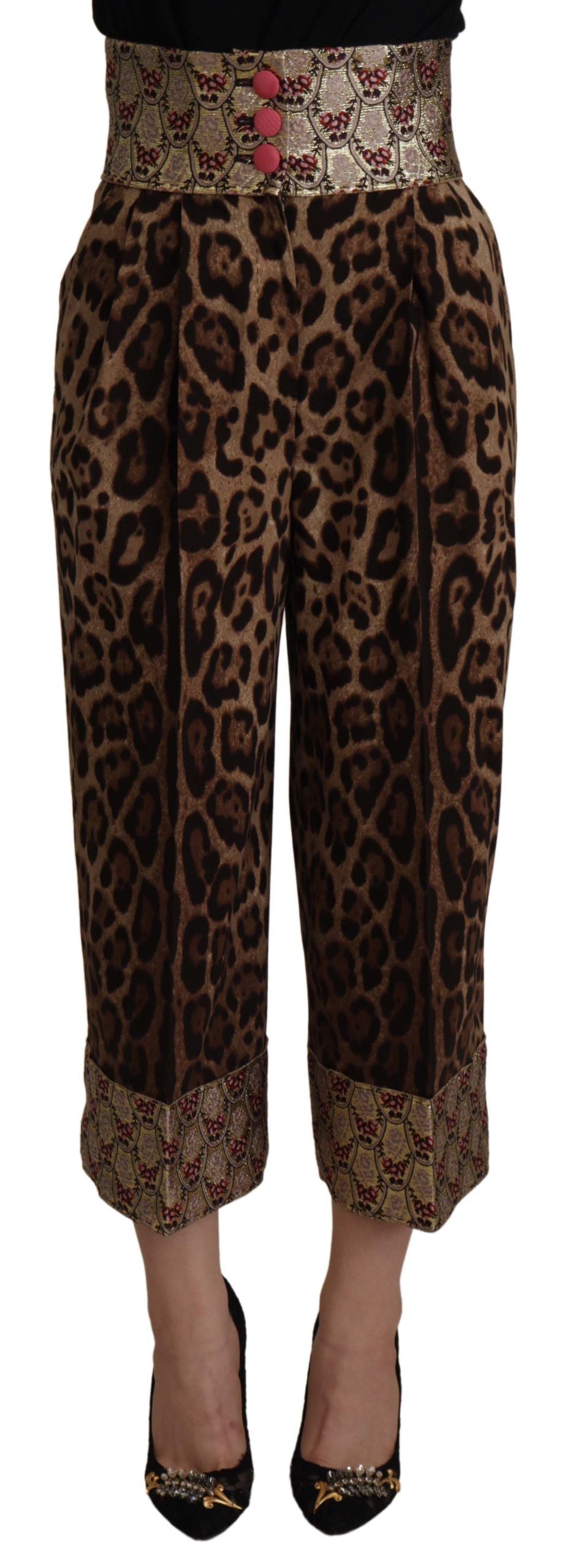 Dolce &amp; gabbana pantalon court taille haute en jacquard léopard