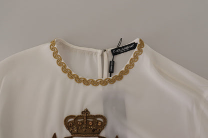 Blouse en soie Dolce &amp; gabbana avec broderie couronne dorée