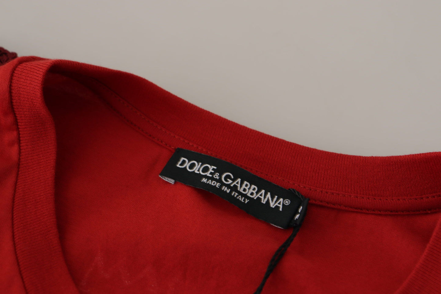 Dolce &amp; Gabbana T-shirt en coton à col rond rouge