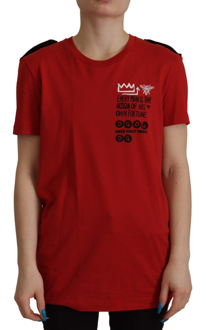 Dolce &amp; Gabbana T-shirt en coton à col rond rouge