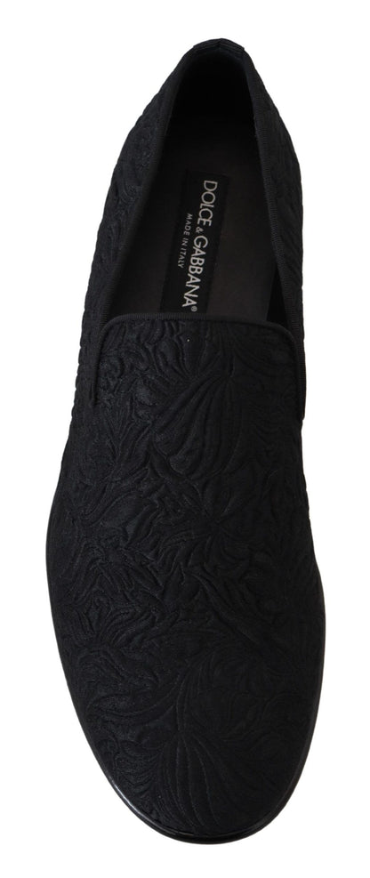 Dolce &amp; Gabbana - Mocassins noirs en jacquard à enfiler sur des chaussures plates