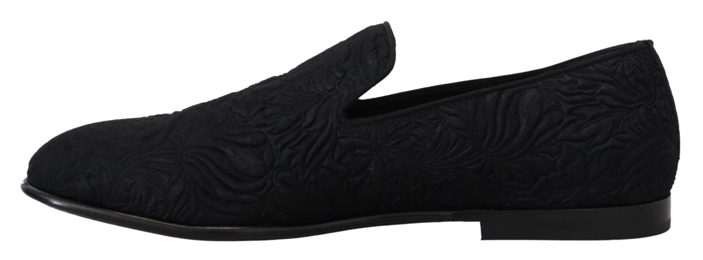 Dolce &amp; Gabbana - Mocassins noirs en jacquard à enfiler sur des chaussures plates