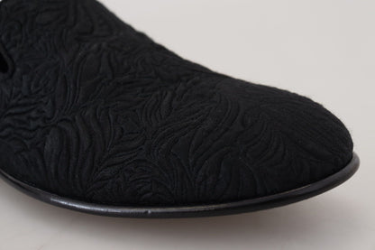 Dolce &amp; Gabbana - Mocassins noirs en jacquard à enfiler sur des chaussures plates